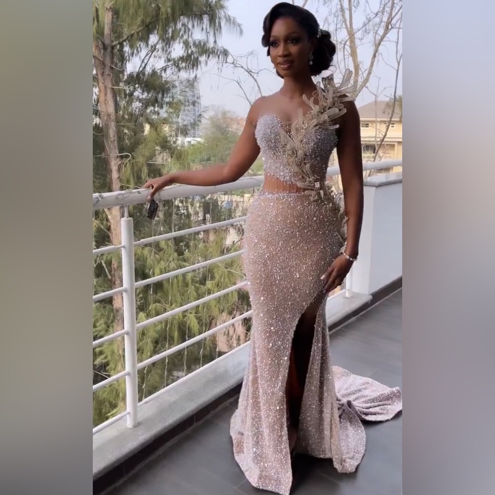 Prom dress - Lace corset mermaid dress with slit, Made to order Prom Dress
